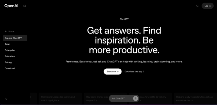 ChatGPT, an AI chatbot for data analysis and other tasks.