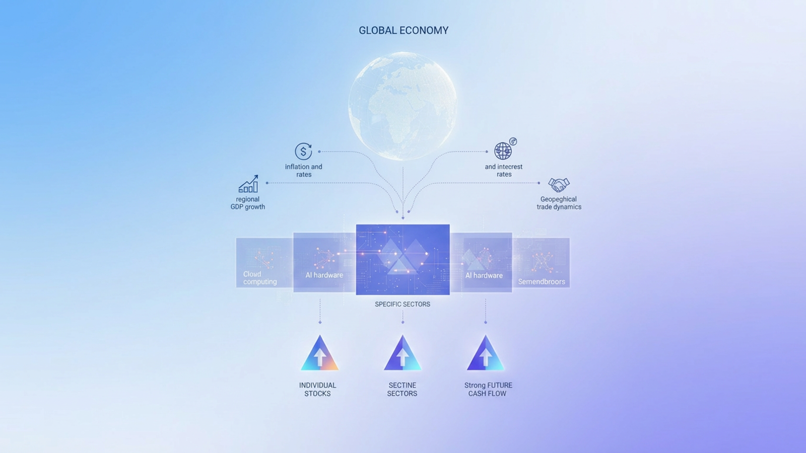 A modern abstract hero image with layered, translucent geometric forms and subtle gradient transitions, visually representing structured data streams for comprehensive macroeconomic analysis.