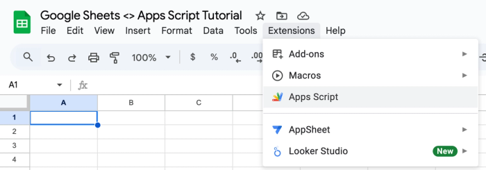 Open Apps Script on Google Sheets