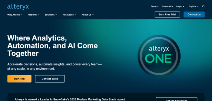 Alteryx homepage