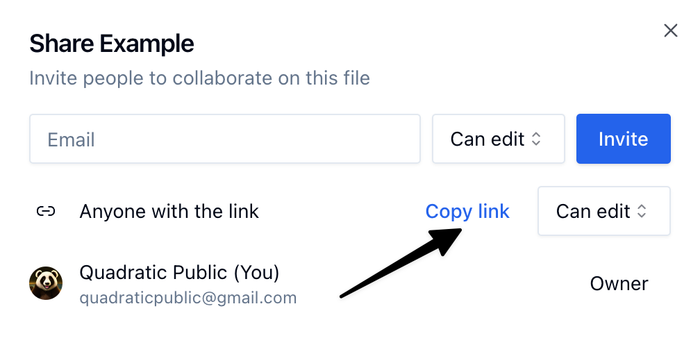 Invite anyone to view or edit your collaborative spreadsheet with a public link.