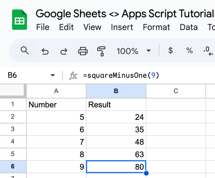 Calling custom function in Sheets