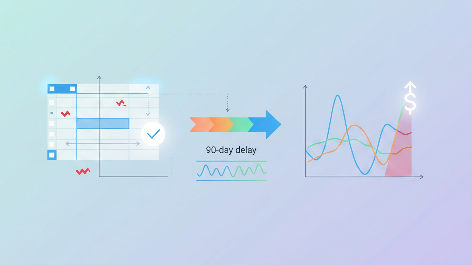 An abstract, modern hero image displays an array of interconnected geometric shapes with soft gradient fills, symbolizing the structured data and clear visualization of a robust cash flow projection.