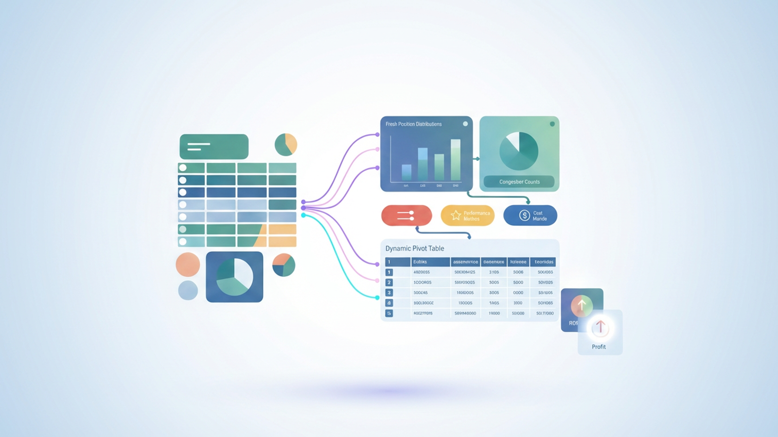 An abstract design featuring layered geometric planes and soft gradient transitions, illustrating the dynamic filtering and analysis of complex tabular data for horse racing data analytics, with subtle indications of interactive controls and calculated outcomes.