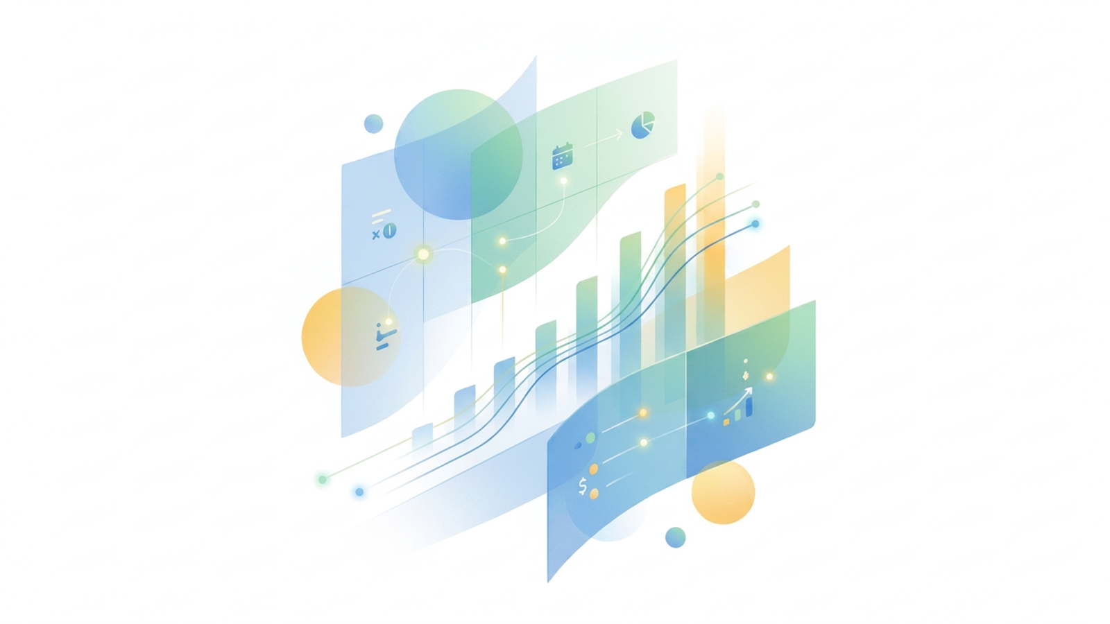 An abstract, minimalist grid layout with soft blue and purple gradients, featuring floating geometric nodes and glowing lines that depict real time currency exchange rates excel as a dynamic flow of financial data.