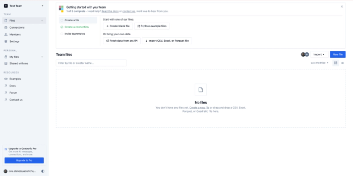 Quadratic dashboard.