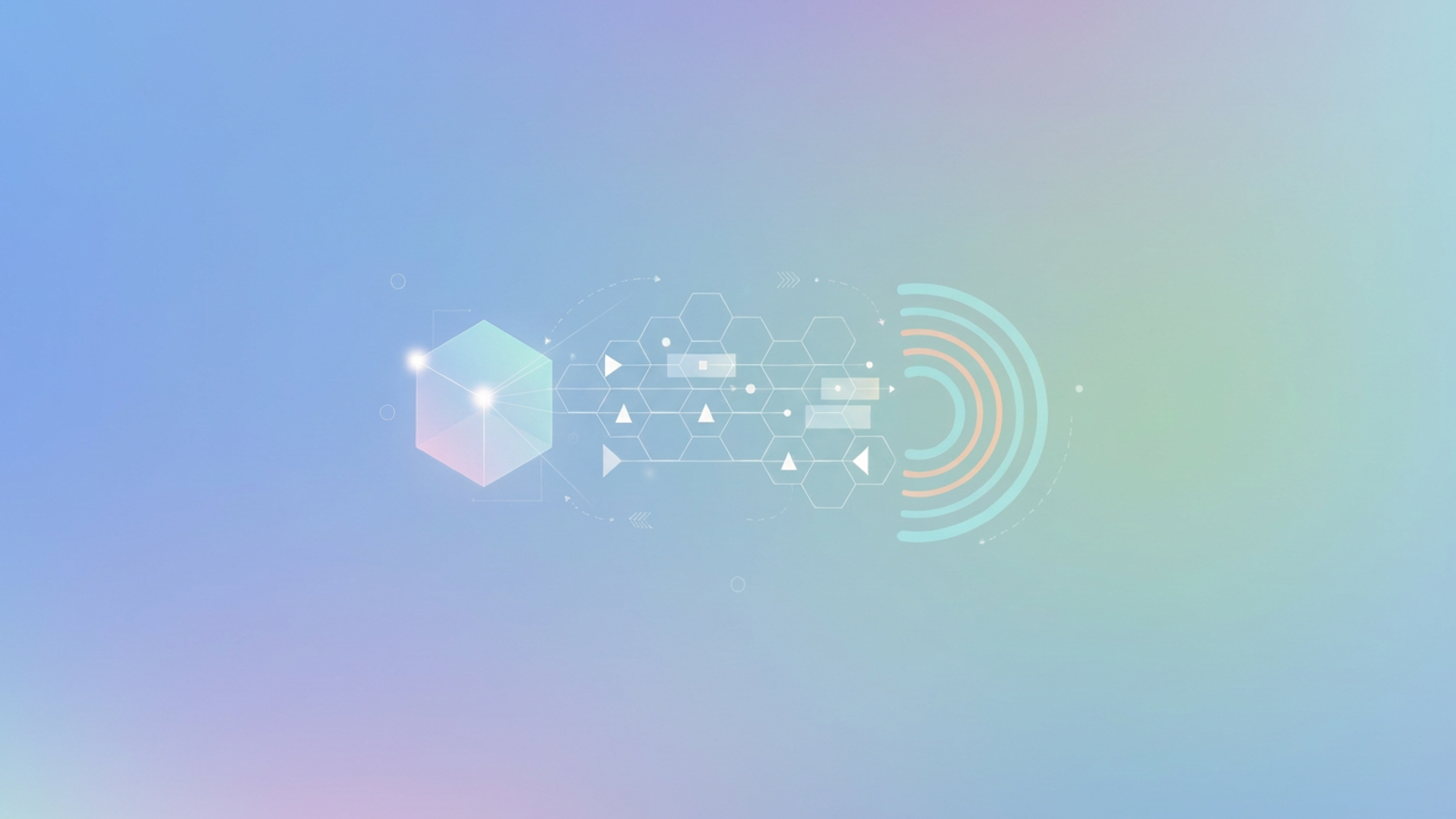 A minimalist abstract composition showcases intersecting geometric planes in soft gradients and subtle data flows, illustrating the organized analysis of a complex google analytics pivot table.
