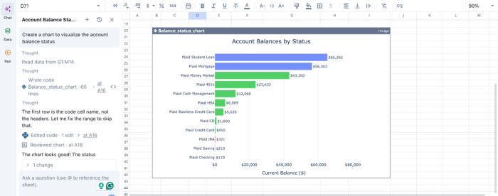 Data visualization in Quadratic, financial statement data api