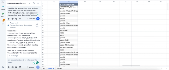 categorize bank transactions in Quadratic
