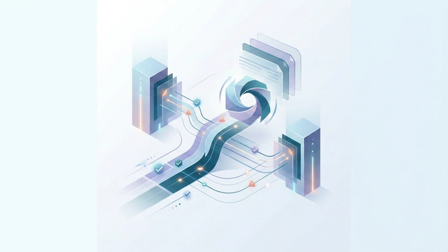 An abstract, modern SaaS graphic with layered semi-translucent geometric grids, soft purple and teal gradients, and converging data lines that illustrate tools for accuracy in payment transaction reporting.