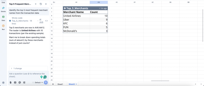 finance apis data visualization in Quadratic
