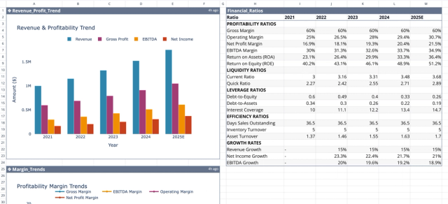 Screenshot for the file “3 Statement Financial Model: Ratios & Python Visuals”