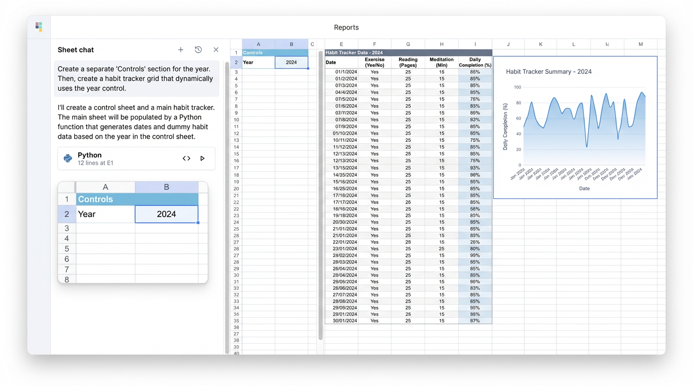 Dynamic Personal Productivity Spreadsheet with Python