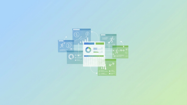 A minimalist abstract design shows geometric forms in subtle gradients, illustrating refined data structures and progress metrics for a comprehensive wellness tracker.