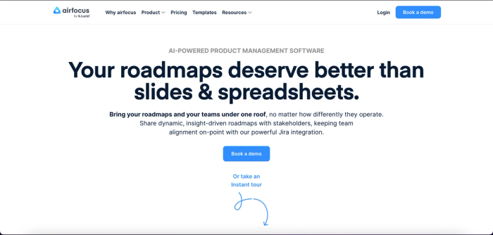 Airfocus home page.
