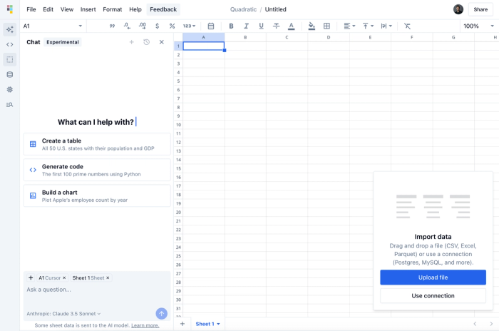 Quadratic online CSV editor.