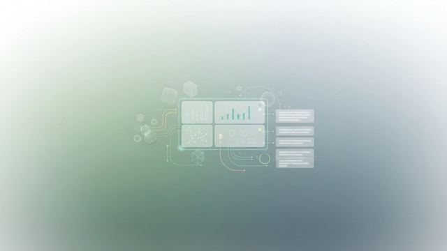An abstract composition of interlocking geometric shapes and flowing data streams in soft gradients, set against negative space, visually structures complex co2 emission reporting for clarity.