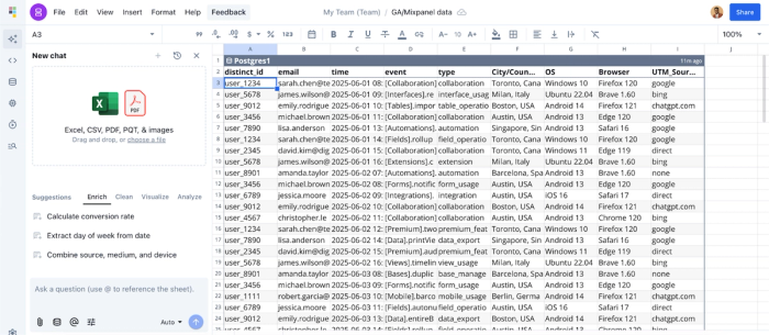 Data imported into Quadratic