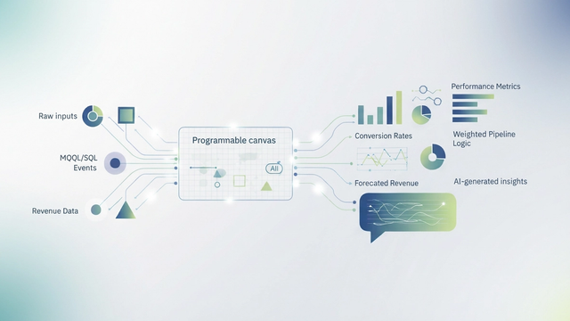 An abstract, modern design shows interconnected geometric shapes and soft gradient pathways guiding data, illustrating the seamless process of an automated sales funnel.