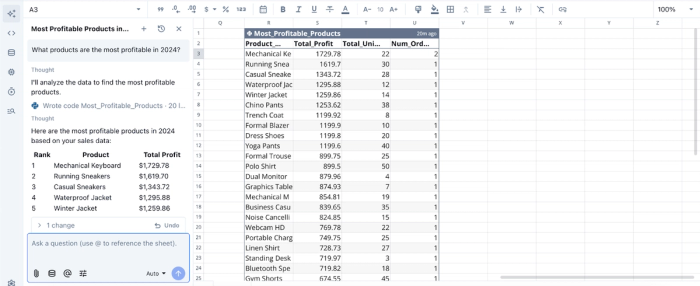 AI business data analysis in Quadratic