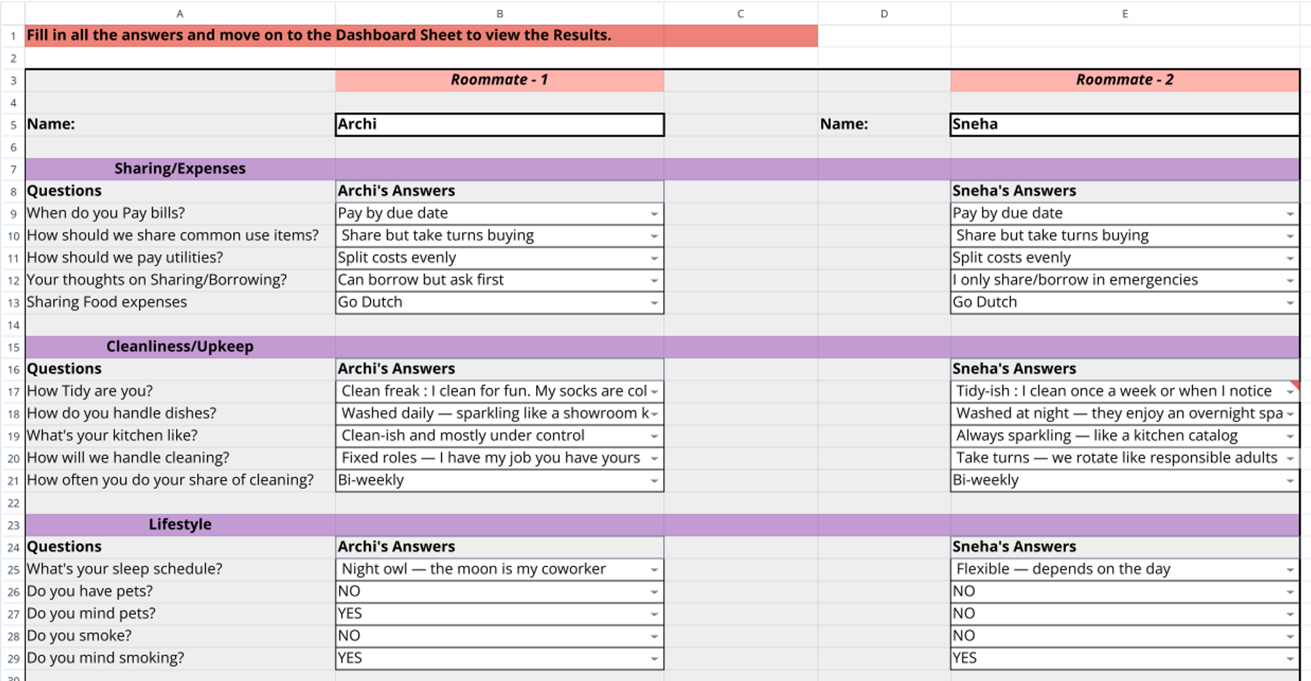 HomeMates: Roommate Compatibility Quiz