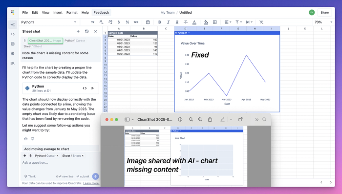 Giving context back to the AI visually with a screenshot.