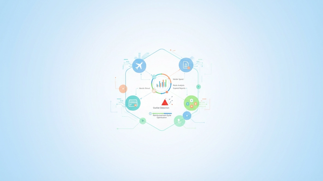 An abstract, modern hero image features interconnected geometric shapes and soft gradient flows, visually representing the integration and insightful analysis of complex travel and expense data analytics from disparate financial sources.