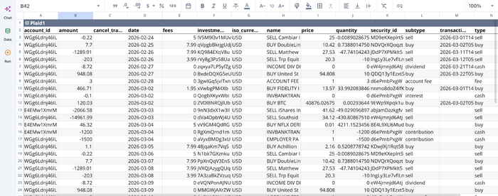 Quadratic financial statement API integration