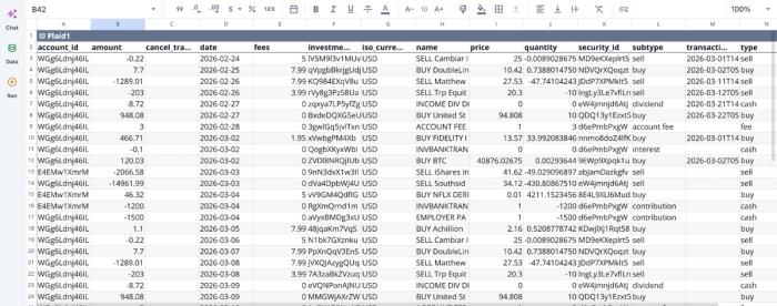 Quadratic financial statement API integration