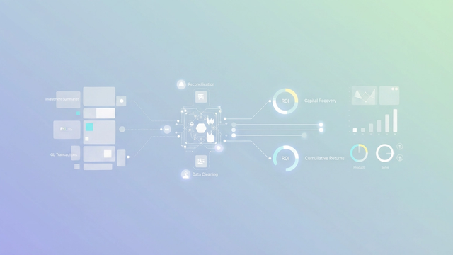 Interconnected geometric shapes with subtle data flow patterns float within a soft gradient field, symbolizing the unified analysis of managed funds performance.