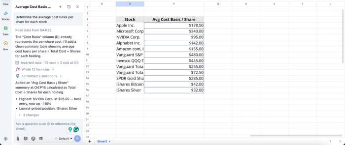 Data analysis in Quadratic, investment portfolio tracker