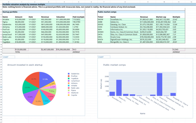 Screenshot for the file “Startup Portfolio Tracking Template”