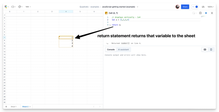 Return data to the sheet.