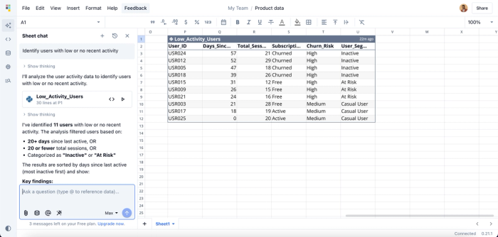 AI-powered analysis in Quadratic
