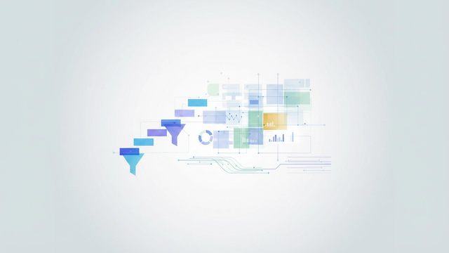 An abstract composition of interlocking geometric shapes and subtle gradients, suggesting a flexible, multi-step data journey and the transparent insights gained from advanced ga4 funnel exploration.