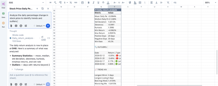 Data analysis in Quadratic, stock portfolio tracker