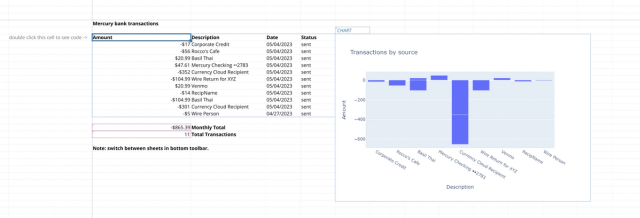 Sreenshot for the file “Mercury banking example”