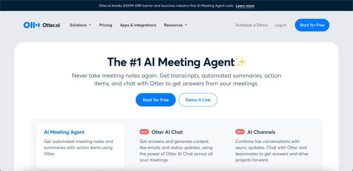 Otter.ai homepage