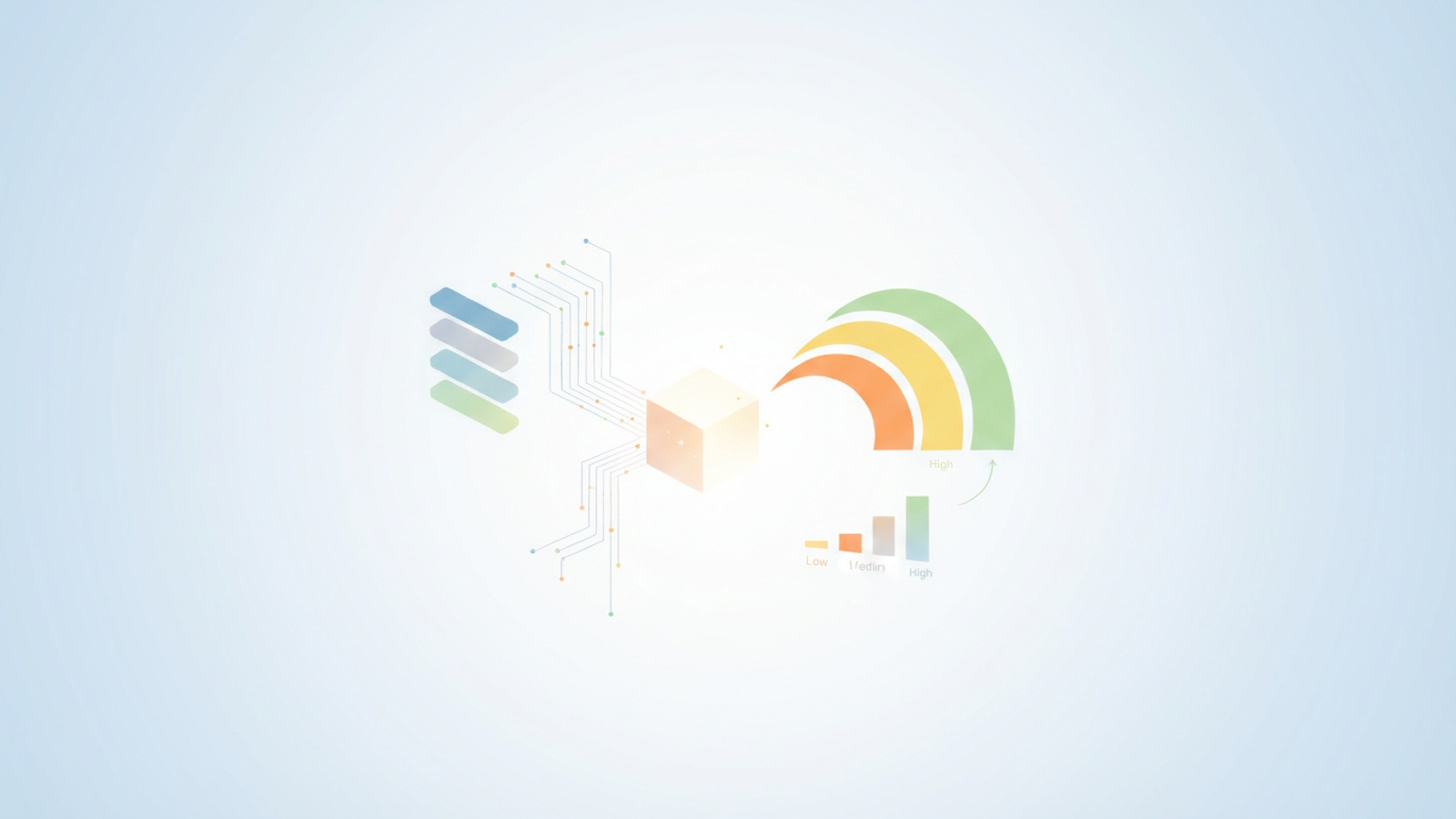 A modern abstract design with layered translucent rectangles and circles in soft blues and grays, representing the clear segmentation and visualization of fleet performance metrics across different tiers.