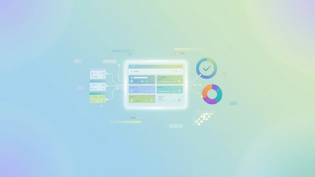 A minimalist abstract daily habit tracker hero features soft gradient geometric shapes, suggesting data flow from multiple distinct elements converging into a central, unified dashboard structure.