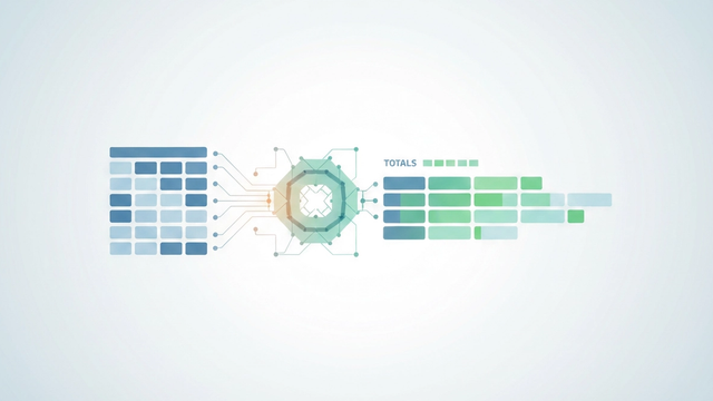An abstract composition of intersecting translucent geometric shapes and flowing gradient lines, representing the streamlined data processing and automated scheduling inherent in vendor payment management.