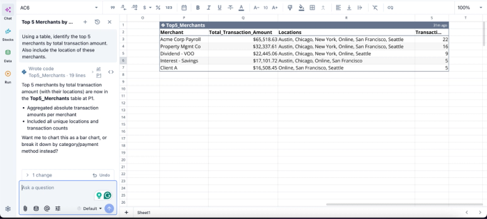 Data analysis in Quadratic, best ai for analyzing spreadsheets