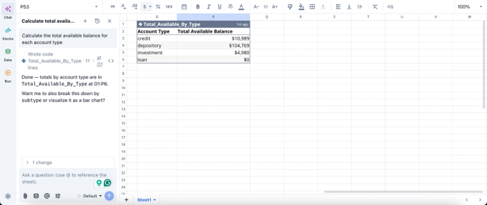 Data analysis in Quadratic, ynab alternatives