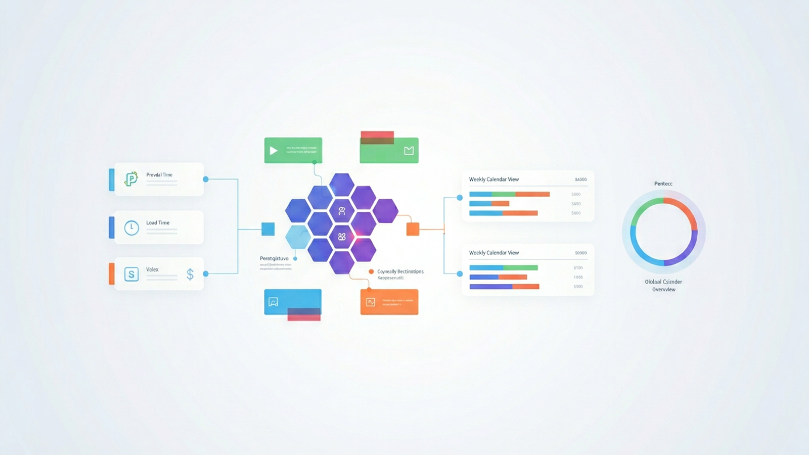 An abstract, modern design features interconnected geometric shapes in soft gradients, conveying the streamlined data flow and organized capacity visualization essential for effective manufacturing planning and scheduling.