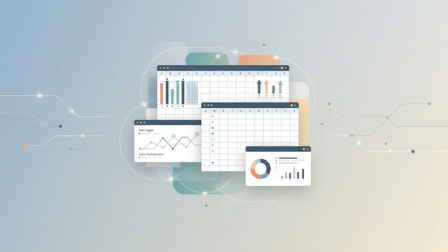 A clean abstract design with layered geometric shapes and soft color gradients, illustrating streamlined data organization and automated insights crucial for effective real estate lead tracking.
