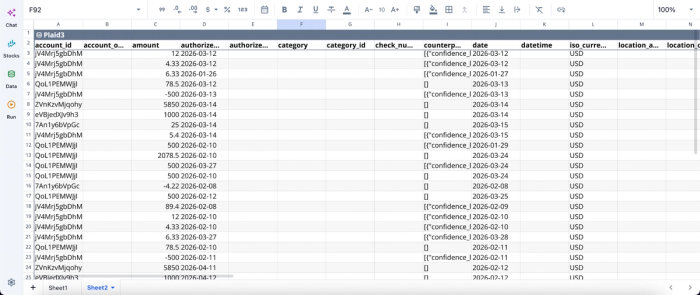 Data ingested in Quadratic, monarch money alternatives