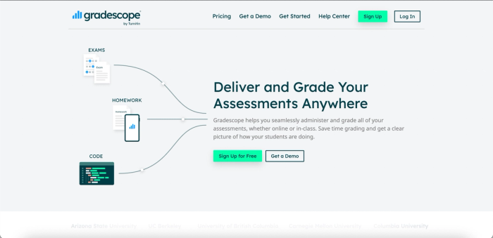 Gradescope homepage, one of the best AI tools for education