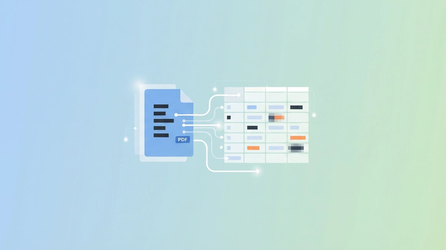 A clean, abstract composition of overlapping geometric forms and subtle data streams in soft gradients depicts the automated extraction and organization of complex document information for accurate client billing.