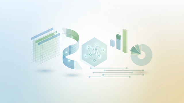 A minimalist abstract image with soft gradient geometric shapes, including interconnected polygons and subtle grid lines, represents the systematic flow and validation of financial data for robust data analytics in insurance and clear reporting.