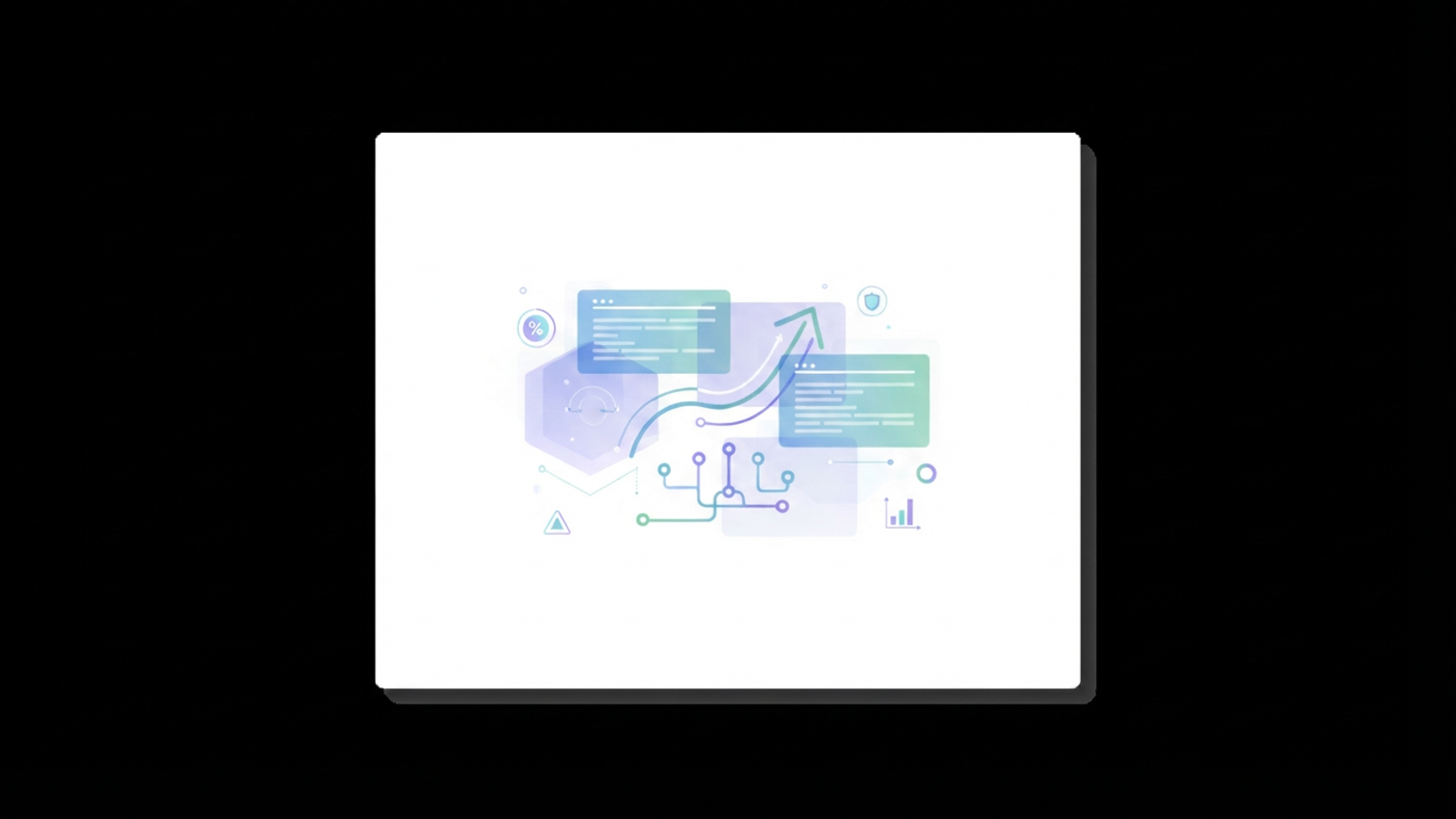 Abstract geometric shapes in soft, blending gradients are interconnected by subtle lines, symbolizing the flow of data and optimized strategies in loan portfolio management.